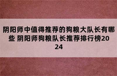 阴阳师中值得推荐的狗粮大队长有哪些 阴阳师狗粮队长推荐排行榜2024